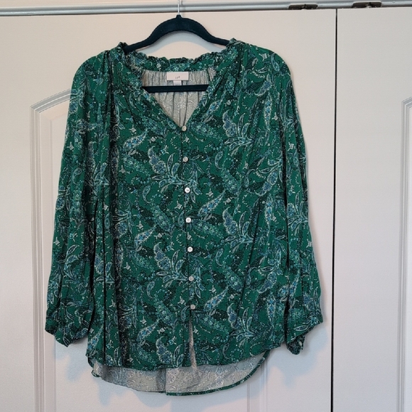 J. Jill Tops - J. Jill Teal Paisley Blouse